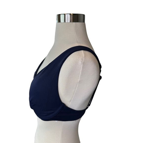 Athleta Plunge Bikini Top Women Bathing Suit Swim Wired Lightly Padded Navy 34 D - Picture 8 of 11